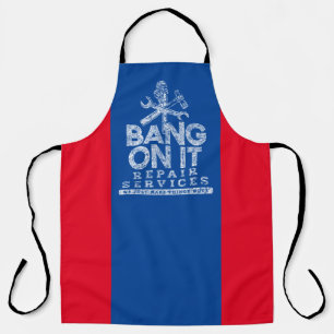 Bang On It Repair Servicesホワイトブルーレッド エプロン