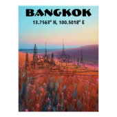 Bangkok: Arte de linea con coordenadas ポスター (正面)