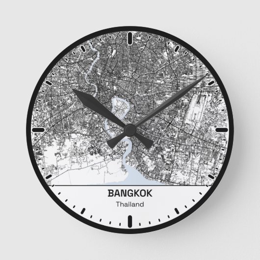 bangkok Clock City Line Art ラウンド壁時計 (正面)