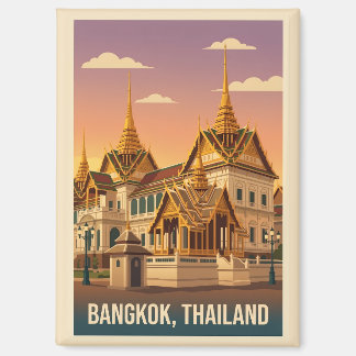 Bangkok Grand Palace Night Vintage Travel Poster マグネット