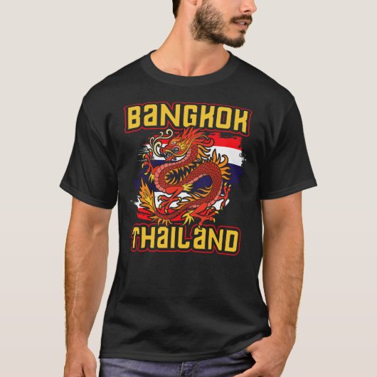 Bangkok Thai Flag Asia Dragon Thailand Tシャツ (正面)