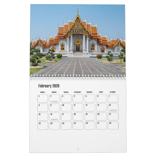 Bangkok-Thailand Calendar カレンダー (2月 2026)
