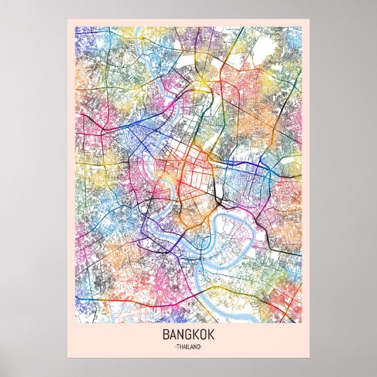 Bangkok Thailand City Map ポスター (正面)