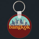 Bangkok Thailand Vintage City Skyline Cityscape キーホルダー<br><div class="desc">Vintage and retro city design with beautiful skyline, tourist attraction and cityscape art. Cool skyscraper and building silhouette illustration merchandise for tourist and traveler. Perfect as souvenir to bring back home when travelling around the world. Save the memory of your travel and vacation with family and friends. Background color can...</div>