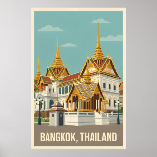 Bangkok Thailand Vintage Travel Poster ポスター