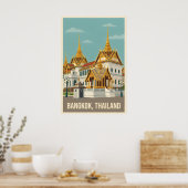 Bangkok Thailand Vintage Travel Poster ポスター (キッチン)