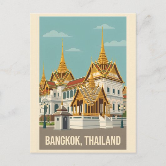 Bangkok Thailand Vintage Travel Poster ポストカード (正面)