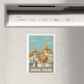 Bangkok Thailand Vintage Travel Poster マグネット (インサイチュ (食洗機))