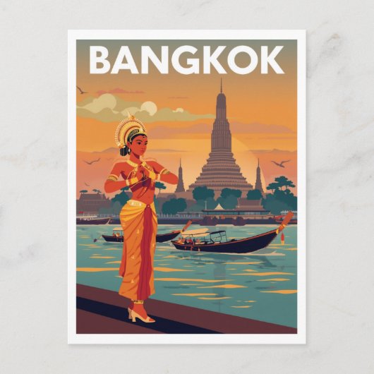 Bangkok Travel Poster ポストカード (正面)