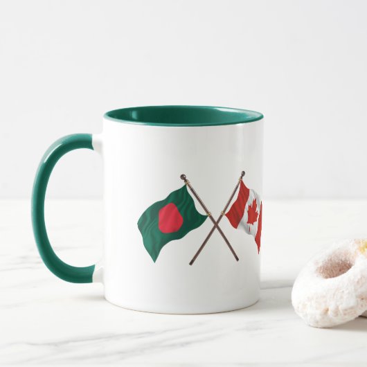 Bangladesh & Canada Flag Mug – Cultural Pride Gift マグカップ (ドーナツ)
