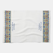Bangladeshi Colorful Border White Customized Wudhu キッチンタオル (横)