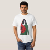 Bangladeshi Woman in Saree – Flag Color T-shirt Tシャツ (正面フル)