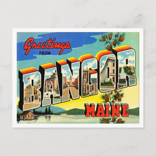 Bangor, Maine Vintage Travelからの挨拶 ポストカード (正面)