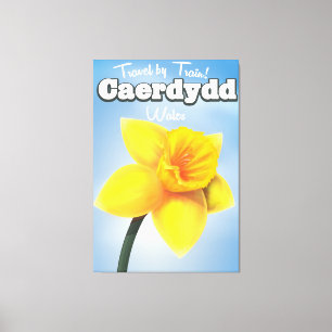 Bangor, WalesヴィンテージDaffodil旅行ポスター キャンバスプリント