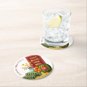 Banh Chung Watermelon & Hoa Mai Vietnamese Tet ラウンドペーパーコースター (インサイチュ)