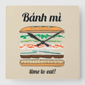 Banh Miベトナムサンドイッチフランス・パンのバゲット スクエア壁時計 (正面)