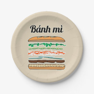Banh Miベトナムサンドイッチフランス・パンのバゲット ペーパープレート