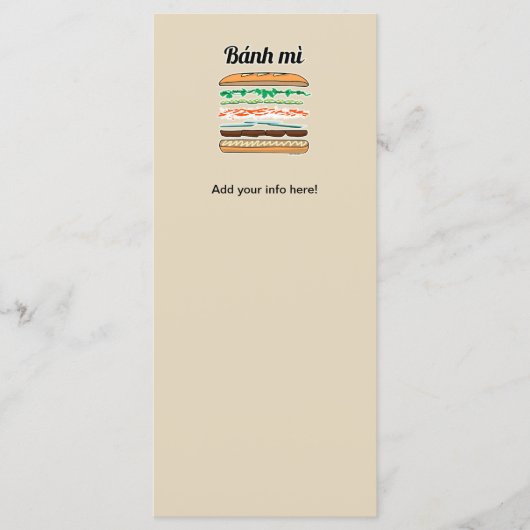 Banh Miベトナムサンドイッチフランス・パンのバゲット メニュー (正面)
