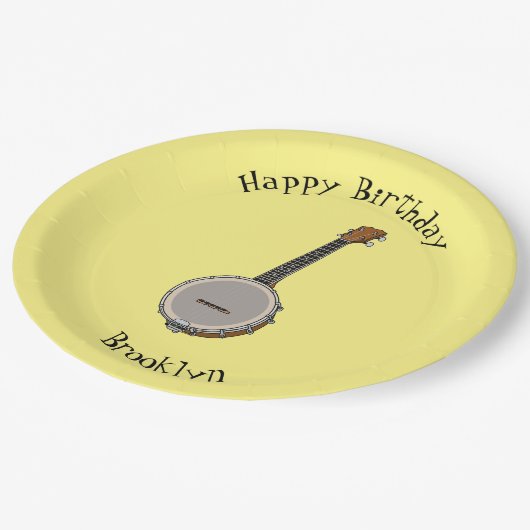 Banjo漫画イラストレーション ペーパープレート (アングル)