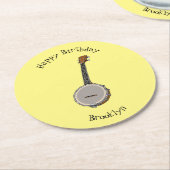 Banjo漫画イラストレーション ラウンドペーパーコースター (アングル)