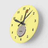 Banjo漫画イラストレーション ラウンド壁時計 (傾斜)