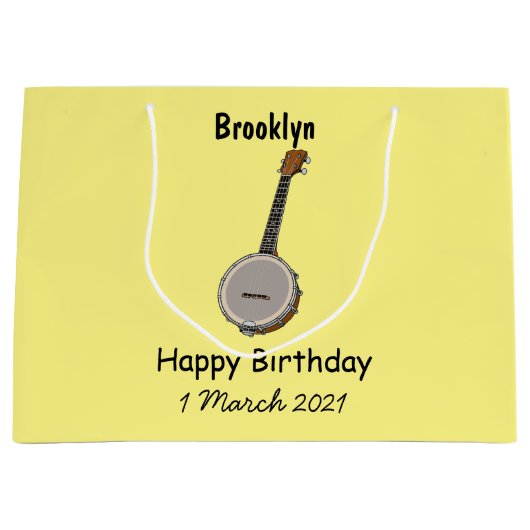 Banjo漫画イラストレーション ラージペーパーバッグ (正面)