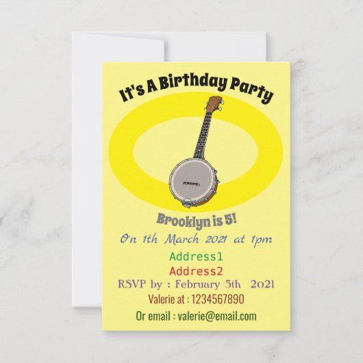 Banjo漫画イラストレーション 招待状 (正面)