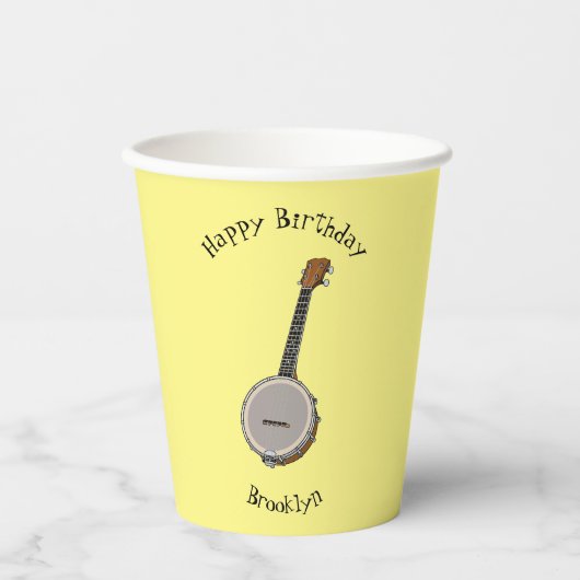 Banjo漫画イラストレーション 紙コップ (正面)