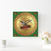 Banjo ~ Musical Scroll ~ “Merry Christmas”  スクエア壁時計 (ホーム)