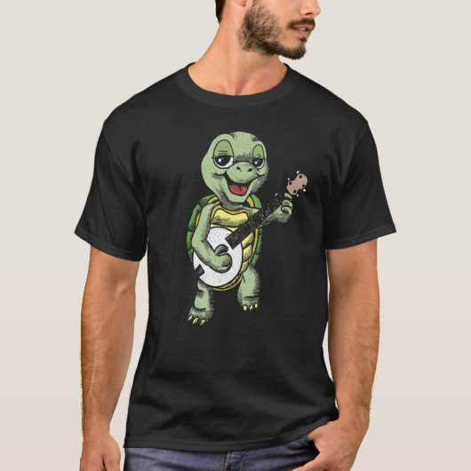Banjo Picking Turtle Cute Terrapin Music Graphic 1 Tシャツ (正面)
