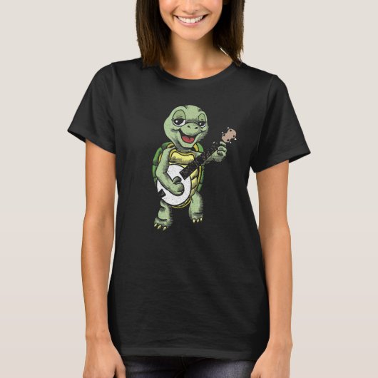 Banjo Picking Turtle Cute Terrapin Music Graphic 1 Tシャツ (正面)