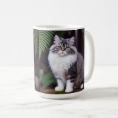 Banjo the Persian：ふわふわの灰色と白の喜び コーヒーマグカップ (正面右)