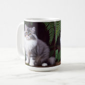 Banjo the Persian：ふわふわの灰色と白の喜び コーヒーマグカップ (正面左)