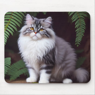 Banjo the Persian:ふわふわの灰色と白の喜び マウスパッド