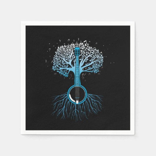 Banjo Tree Country Music Bluegrass Musician Gift スタンダードカクテルナプキン (正面)