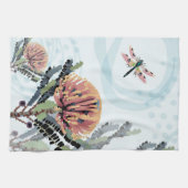 Banksia Flower Dragonfly Art キッチンタオル (横)