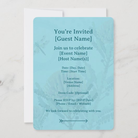 Banksia Flower Dragonfly Art 招待状 (裏面)