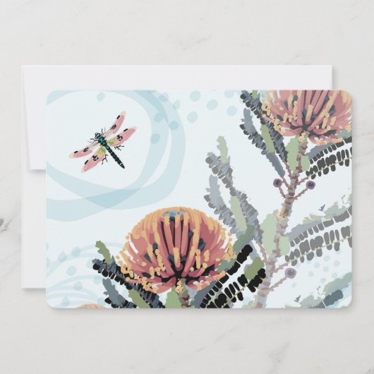 Banksia Flower Dragonfly Art 招待状 (正面)