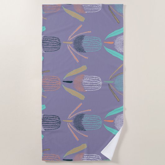 Banksia Lilac ビーチタオル (正面)