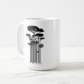 Banksyのスタイルのバーコードの木のイラストレーション コーヒーマグカップ (正面左)