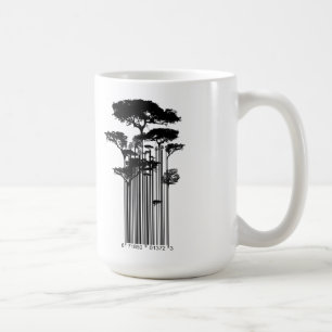Banksyのスタイルのバーコードの木のイラストレーション コーヒーマグカップ