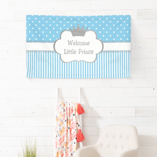 Banner -ベビーシャワー歓迎された小さい王子 横断幕 (インサイチュ)