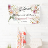 BANNER Elegant Floral Engagement Party Welcome 横断幕 (インサイチュ)