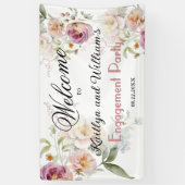 BANNER Elegant Floral Engagement Party Welcome 横断幕 (縦)