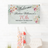 Banner Watercolor Floral 70th Birthday Welcome 横断幕 (インサイチュ)