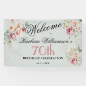 Banner Watercolor Floral 70th Birthday Welcome 横断幕 (横)