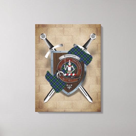 Bannerman Clan Badge Crossed Swords Canvas Print キャンバスプリント (正面)