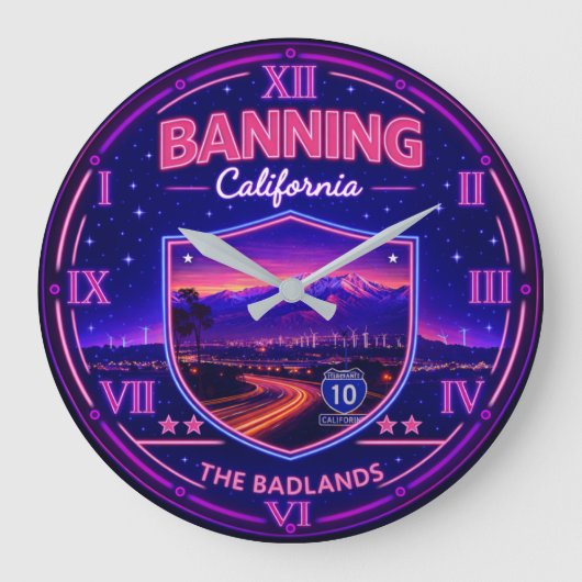 Banning California Neon Mountain ラージ壁時計 (正面)