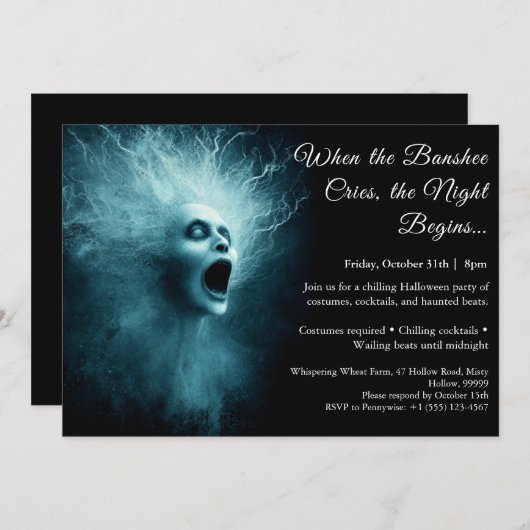 Banshee Cry Halloween Costume Party Invitation 招待状 (正面/裏面)