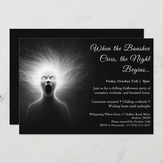 Banshee Cry Halloween Costume Party Invitation 招待状 (正面/裏面)